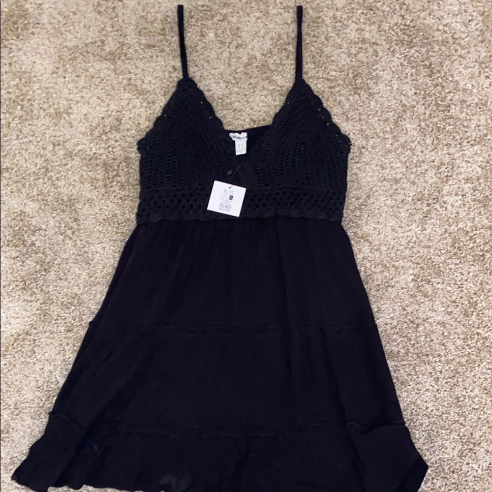 All black sundress with laced top